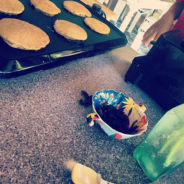 It's a busy day today, so I want to fuel our bodies with something healthy this morning.  I want my kids to do this ️ , and also be something that "sticks to our ribs" and sustains us! Turn to oatmeal raisin pancakes! Even more interesting, I made them in my faithful #vitamix @vitamix @vitamixpro So easy!There is not a drop of sugar in these babies either! Beauty, right!  Aaaand, the house smells like oatmeal cookies now! What's on your agenda today? Make it healthy🏻 #activelife #littlefingersmusthavepancake #healthy - #healthybreakfast #healthyfood #vitamixlove #nosugar #nosugaradded #stickstoyourribs #busymom #busylives #gracefulpilates #littlefingers