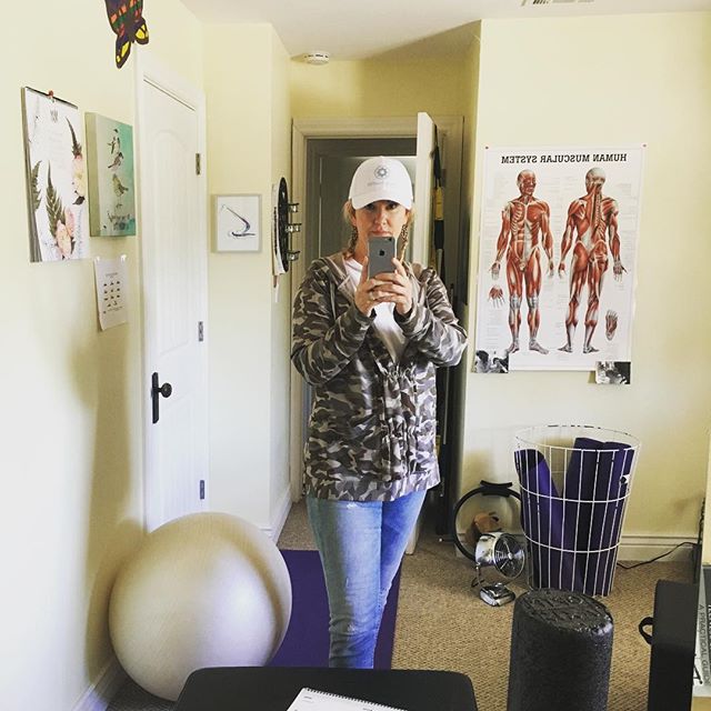 My messy studio, but wearing my new jacket from a client! I love it  Thank you my people. You're all the best and you bring me such joy ️ #bestclients #love #joy #lovewhatido #instructor #instructorlife #pilates #pilateslife #messy #busy #gracefulpilates #livermore love my hat by #clubpilates