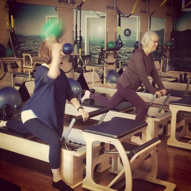 Playful morning at Club Pilates! Great group of gals having fun during a hip stretch. Forgetting your worries for even a short period of time is so restorative for the mind and body #letitgo #clubpilates #playful #joy #stressreliever #pilates #hipstretch #reformer #lifeistooshort #loveisgood #gracefulpilates