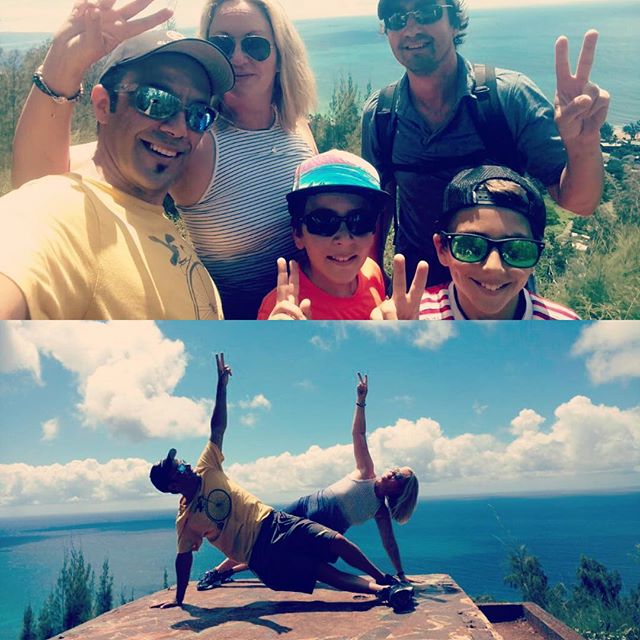 Never giving up my PLANK! Had the hubs help today.  And the peace 🏻 sign was for you  from all of us #peace #plank #sideplank #pilates #pipeline #ehukai #hawaii #us