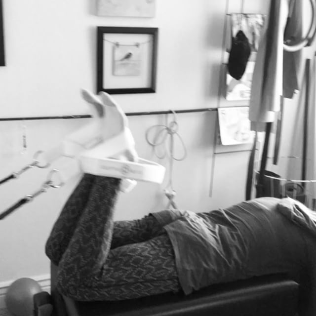 Haaaaamstring like crazy️ I used a red spring on the #reformer and had her bend her knees, lift her thighs and pull her heels to her butt. She does have a head btw I promise #hamstrings #butt #livermore